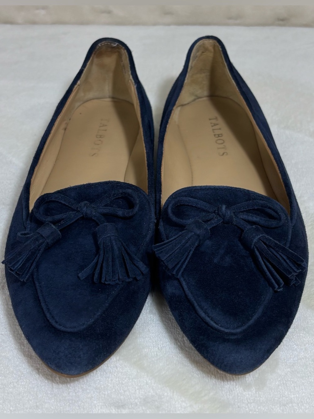 Women’s Talbots Navy Suede Tassel Loafers - Pointed Toe